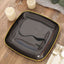 10-Pack Plastic 10" Square Dinner Plates in Black with Gold Rim - Classy Disposable Lunch Party Plates