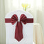 5 Pack Satin Faux Leather Chair Sashes Burgundy - Durable Double Sided Pre-tied Bow Tie Chair Bands with Diamond Rhinestone Buckles