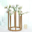 Flower Vase Gold Metal Minimalist 8-Tubes Round Base Design - Single Stem Bud Centerpiece for Arrangements 10"