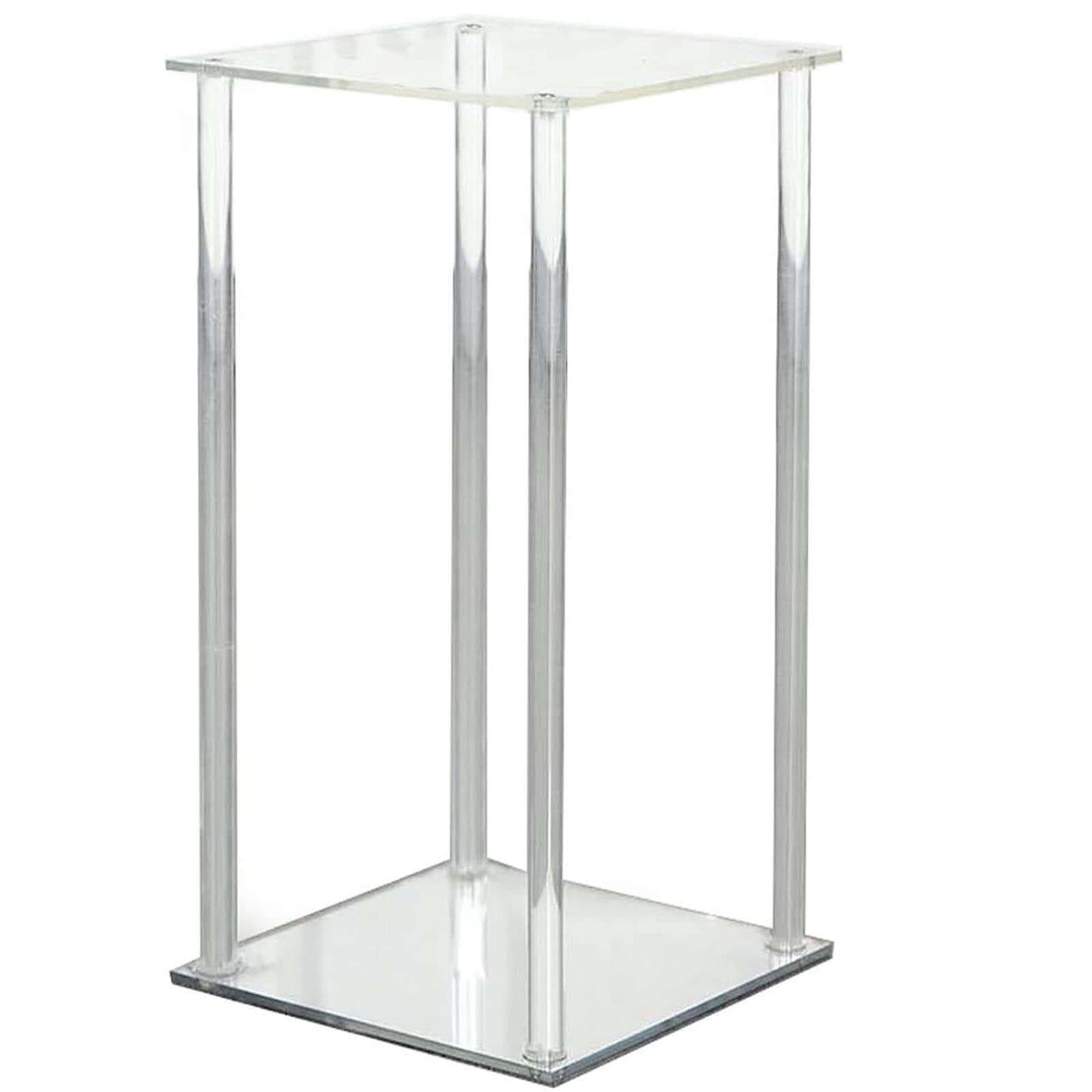 Acrylic Flower Vase Pillar Stand with Square Mirror Base Clear - Versatile Wedding Table Centerpiece 24"