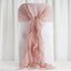1 Set Chiffon Hoods Chair Sashes with Willow Ruffles Design Dusty Rose - Stylish Chair Bow Decor