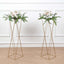2-Pack Wedding Centerpieces Metal Geometric Crisscross Design Gold - Open Column Pedestal Stands 32"