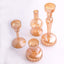 Set of 4 Glass Taper Votive Candle Holders Lined Crystal Design Assorted Amber Gold - Tea Light Stand Set 4", 5.5", 6", 9"