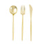 24-Pack Plastic Flatware Set with Sleek Modern Design Gold - Premium Disposable Silverware 8"