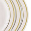 10-Pack Plastic Dessert Plates Ivory with TrÃ¨s Chic Gold Rim - Disposable Plates for Parties 8"