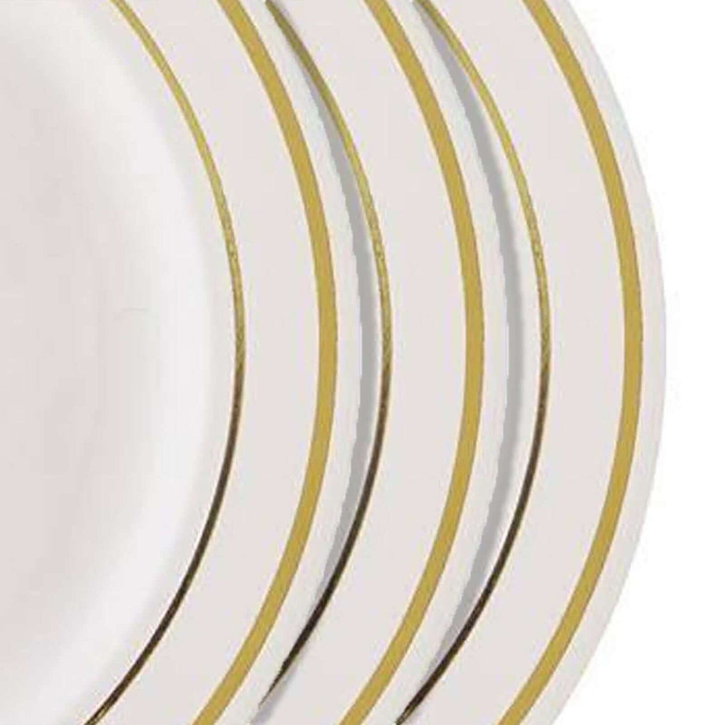 10-Pack Plastic Dessert Plates Ivory with TrÃ¨s Chic Gold Rim - Disposable Plates for Parties 8"