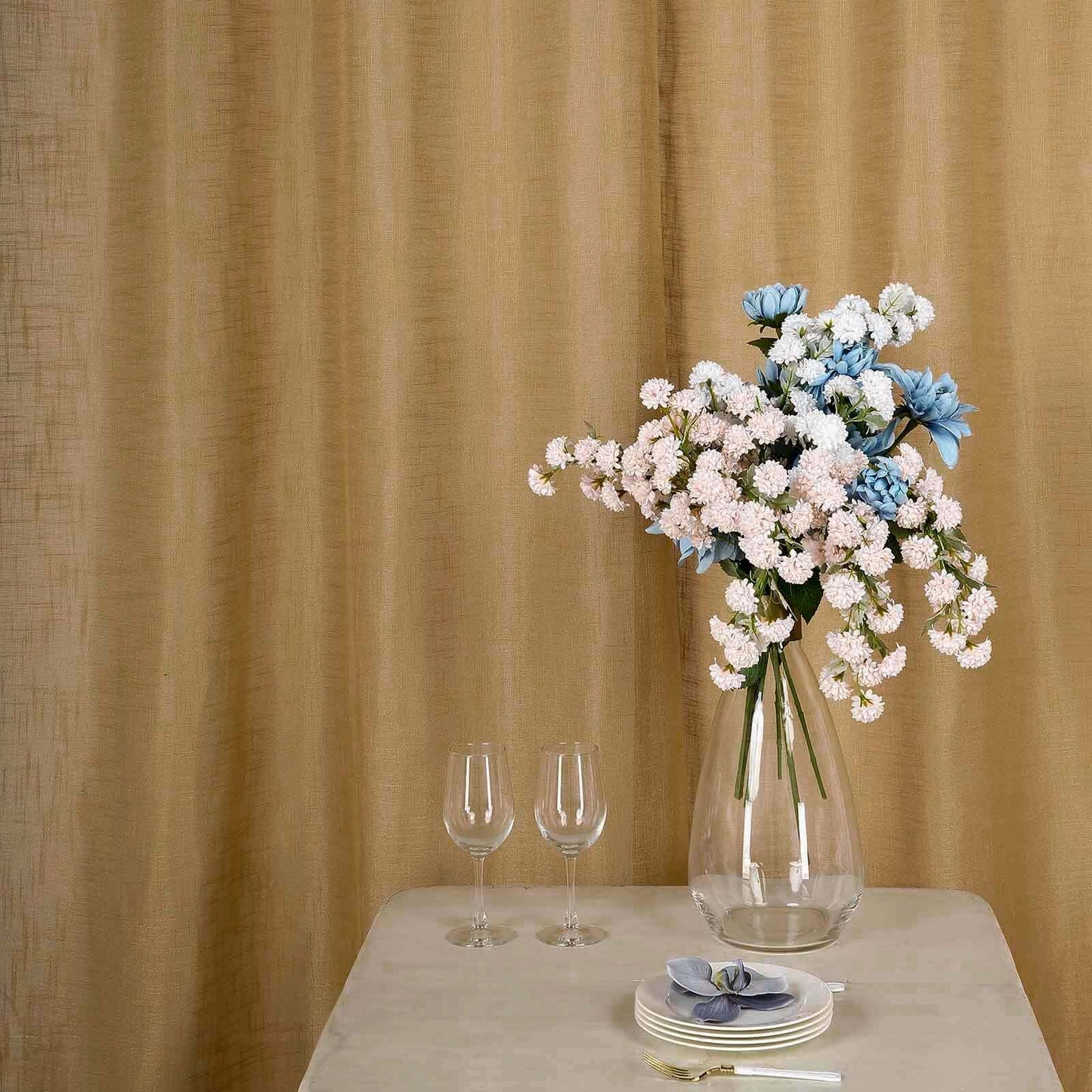 2 Pack Handmade Natural Faux Linen Curtains 52"x64", Curtain Panels With Chrome Grommets