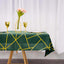 Polyester 54"x54" Table Overlay Square Tablecloth Hunter Emerald Green with Gold Foil Geometric Pattern - Wrinkle-Resistant & Durable Table Topper