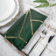 5 Pack Polyester 20"x20" Napkins Hunter Emerald Green with Gold Geometric Foil Pattern - Modern Reusable Dinner Napkins