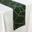 Polyester 9ft Table Runner Hunter Emerald Green with Gold Foil Modern Geometric Accent