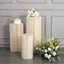 24" Ivory Cylinder Display Column Stand, Pillar Pedestal Stand With Top Plate