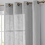 2 Pack Handmade Silver Faux Linen Curtains 52"x84", Curtain Panels With Chrome Grommets