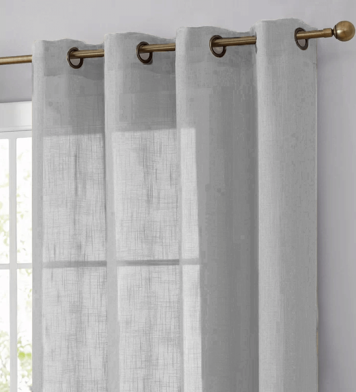 2 Pack Handmade Silver Faux Linen Curtains 52"x84", Curtain Panels With Chrome Grommets