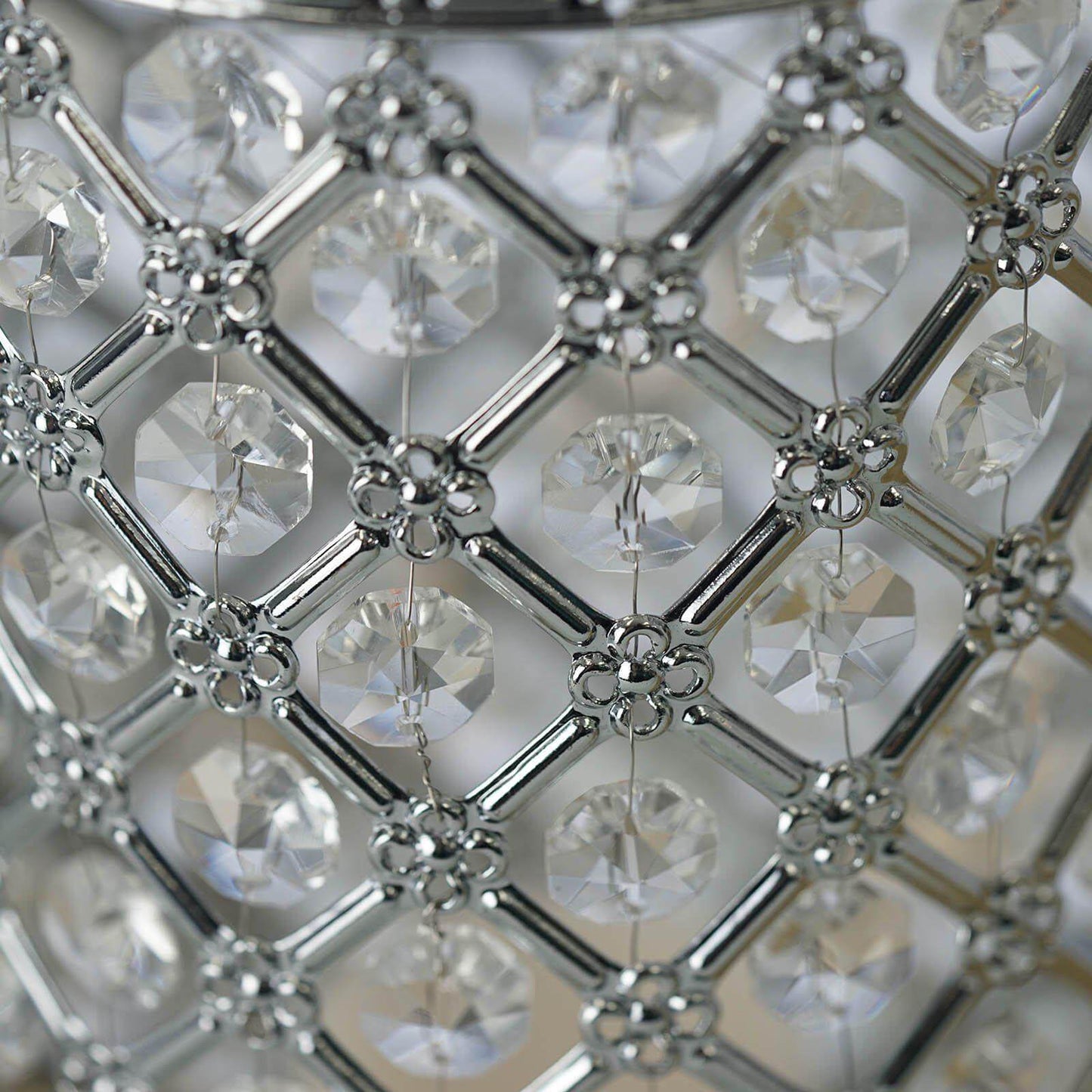 2-Pack Metal Crystal Beaded Pillar Holders Metallic Silver - Versatile Stem Vase Set for Decor 9"