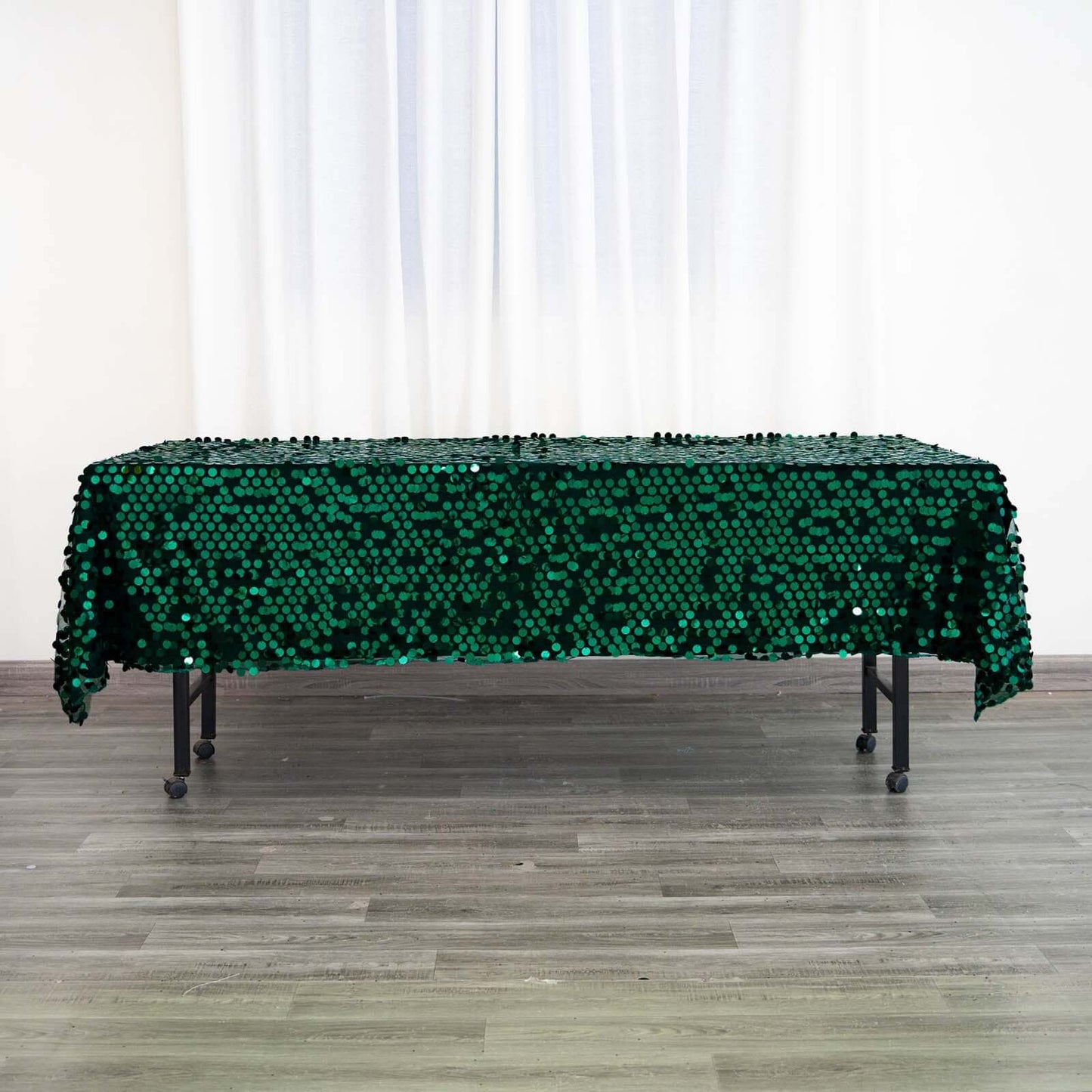 Sequin 60"x102" Rectangle Tablecloth Hunter Emerald Green - Big Payette Design for Modern Gatherings