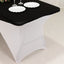 Stretch Spandex 72"x30" Rectangle Table Cover Black/White Cross Over Design - Versatile & Sleek Two-Piece Fitted Tablecloth with Elastic Foot Pockets
