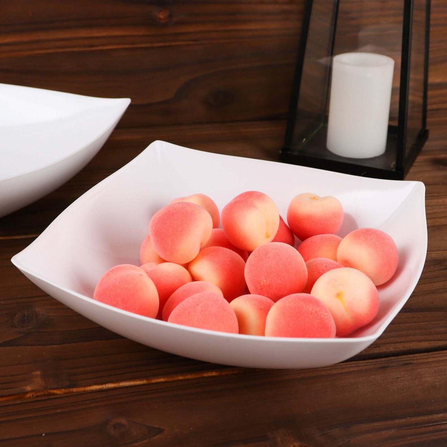 4-Pack Plastic Serving Bowls White Square - Lightweight Medium Disposable Dishes for Events 32oz