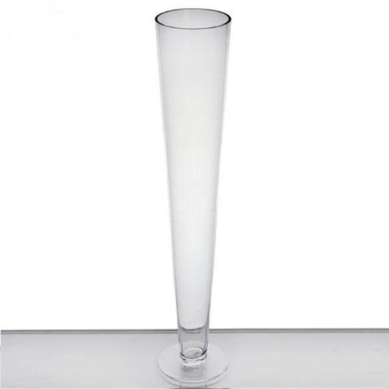 4-Pack Glass Trumpet Vases Clear - Durable Design for Chic Event Displays 28"