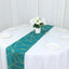 Polyester 9ft Table Runner Teal with Gold Foil Modern Geometric Accent