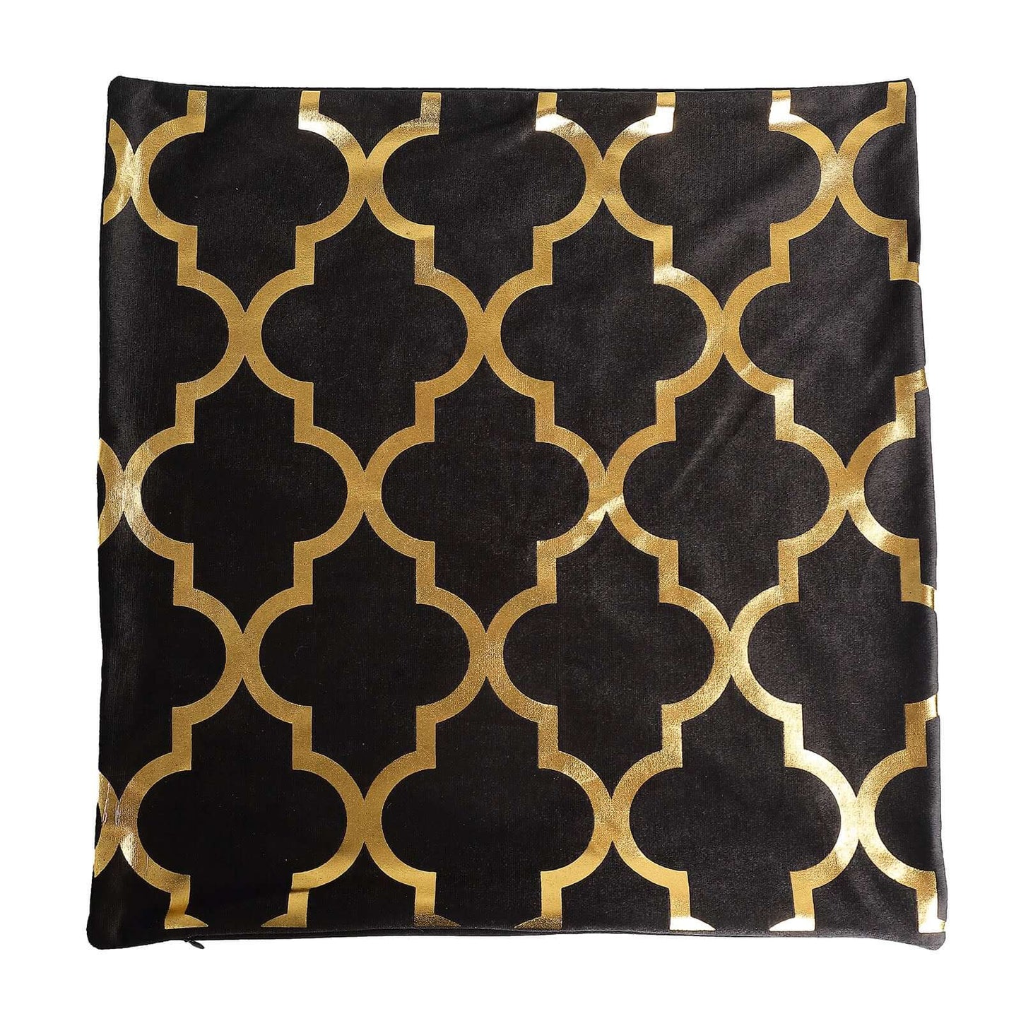 Set Of 4 18" Black Gold Foil Geometric Print Throw Pillow Covers, Velvet Square Sofa Cushion Covers