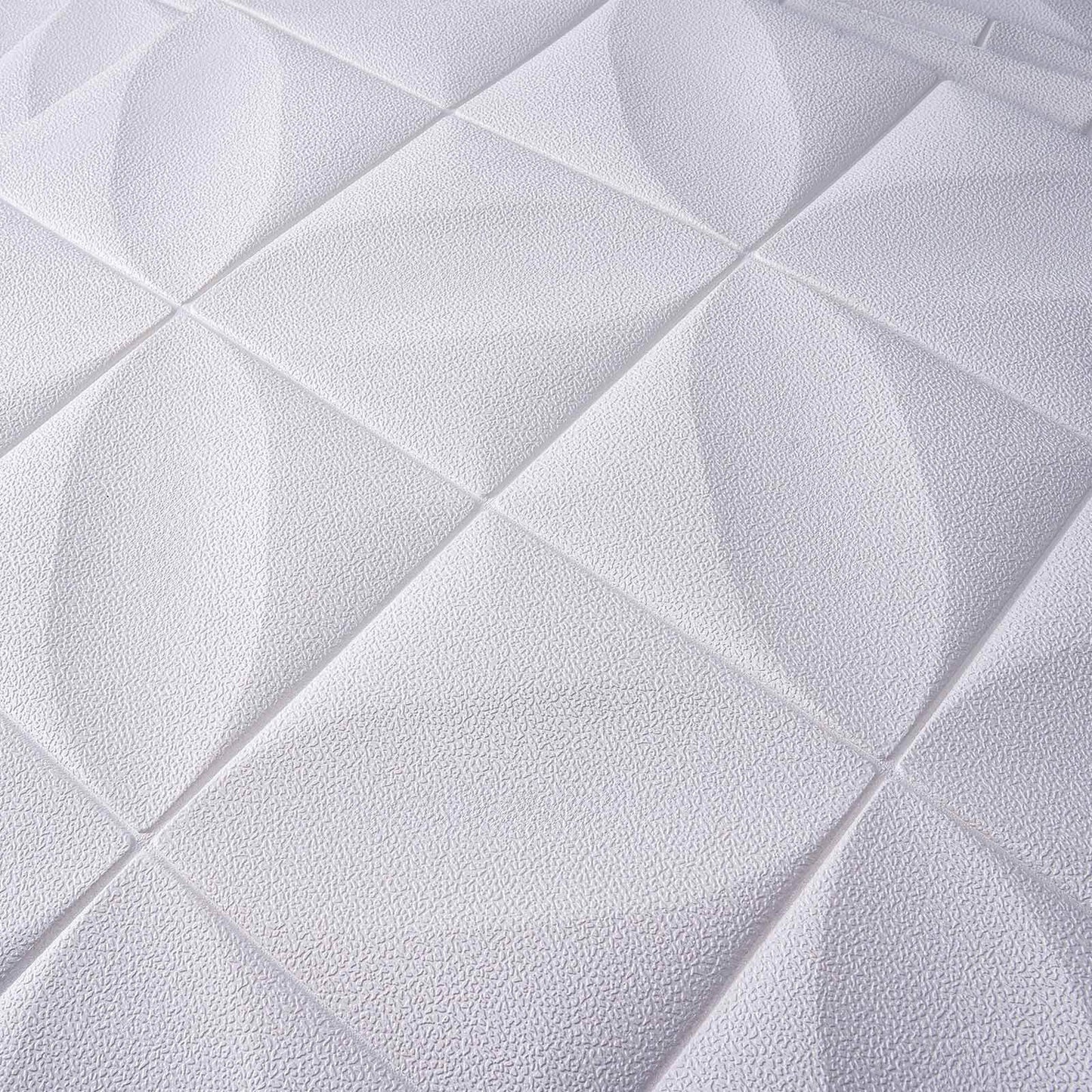 10 Pack 52 Sq ft 3D White Foam Self Adhesive Wall Panels - Diamond Design