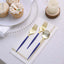 24-Pack Plastic Fork and Spoon Set Gold/Royal Blue 6"