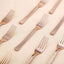 24-Pack Plastic Forks with Hammered Style Rose Gold - Heavy Duty Disposable Silverware 7"