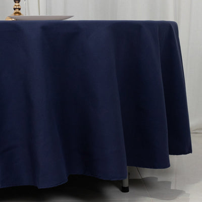 Cotton Blend 108’’ Round Tablecloth Navy Blue - Wrinkle-Resistant Design - Tablecloths