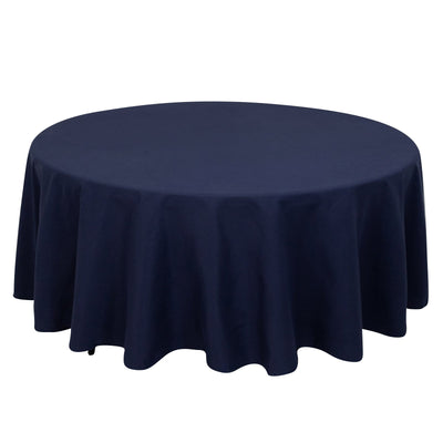Cotton Blend 108’’ Round Tablecloth Navy Blue - Wrinkle-Resistant Design - Tablecloths
