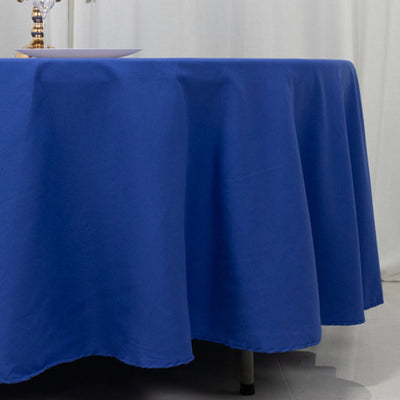 Cotton Blend 108’’ Round Tablecloth Royal Blue - Wrinkle-Resistant Design - Tablecloths