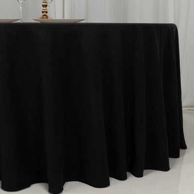 Cotton Blend 120’’ Round Tablecloth Black - Seamless Wrinkle-Resistant Table Cover - Tablecloths
