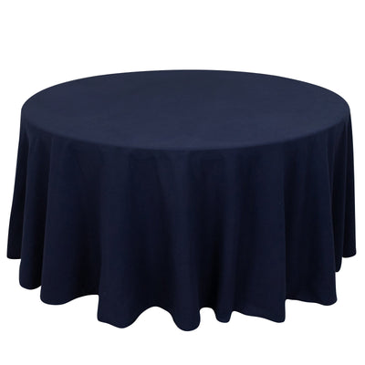 Cotton Blend 120’’ Round Tablecloth Navy Blue - Seamless Wrinkle-Resistant Table Cover - Tablecloths