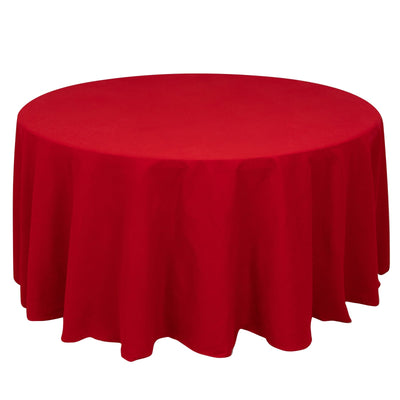 Cotton Blend 120’’ Round Tablecloth Red - Seamless Wrinkle-Resistant Table Cover - Tablecloths