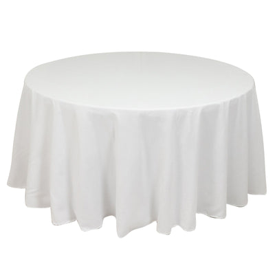 Cotton Blend 120’’ Round Tablecloth White - Seamless Wrinkle-Resistant Design for Upscale Occasions - Tablecloths