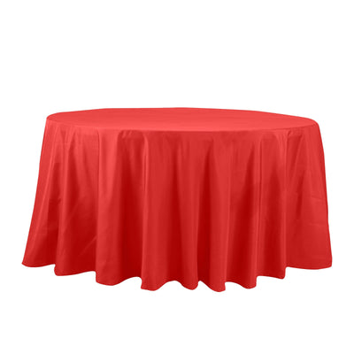 Cotton Blend 132’’ Round Tablecloth Red - Seamless Wrinkle-Resistant Table Cover - Tablecloths