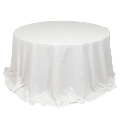Cotton Blend 132’’ Round Tablecloth White - Seamless Wrinkle-Resistant Design for Formal Events - Tablecloths