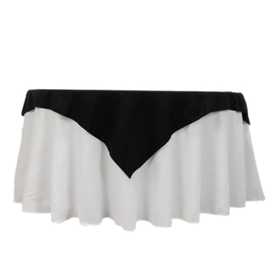 Cotton Blend 54’’x54’’ Table Overlay Square Tablecloth Black - Wrinkle-Resistant Finish for Modern Table Settings