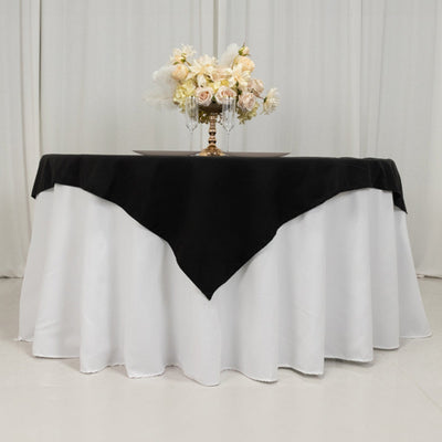 Cotton Blend 54’’x54’’ Table Overlay Square Tablecloth Black - Wrinkle-Resistant Finish for Modern Table Settings