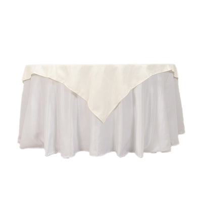 Cotton Blend 54’’x54’’ Table Overlay Square Tablecloth Ivory - Wrinkle-Resistant Table Topper - Overlays
