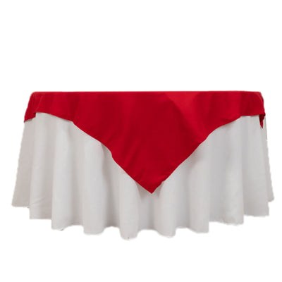 Cotton Blend 54’’x54’’ Table Overlay Square Tablecloth Red - Wrinkle-Resistant Table Topper - Overlays
