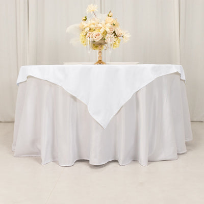 Cotton Blend 54’’x54’’ Table Overlay Square Tablecloth White - Wrinkle-Resistant Table Topper - Overlays