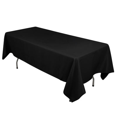 Cotton Blend 60’’x102’’ Rectangle Tablecloth Black - Wrinkle-Resistant Finish for Gatherings - Tablecloths