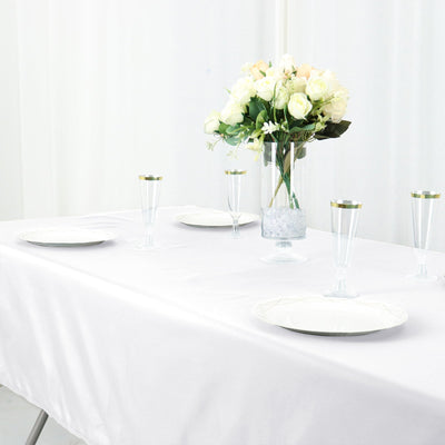 Cotton Blend 60’’x102’’ Rectangle Tablecloth White - Wrinkle-Resistant Table Cover - Tablecloths