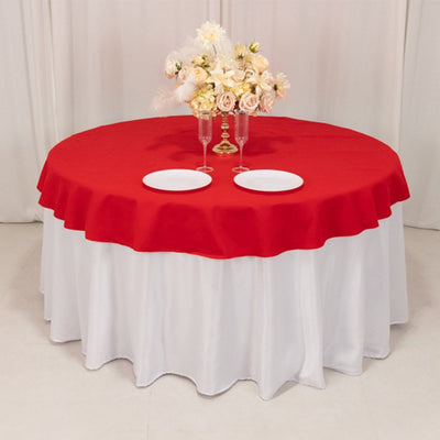 Cotton Blend 70’’ Round Tablecloth Red - Wrinkle-Resistant Table Cover - Tablecloths