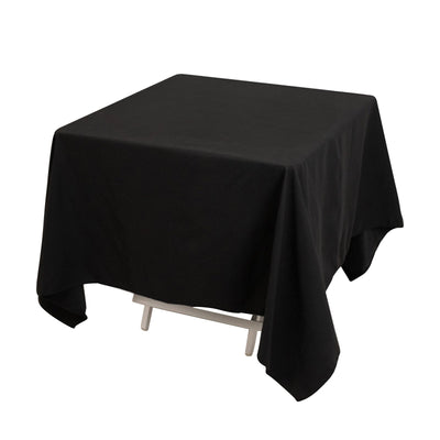 Cotton Blend 70’’x70’’ Square Tablecloth Black - Wrinkle-Resistant Fabric Table Cover - Tablecloths