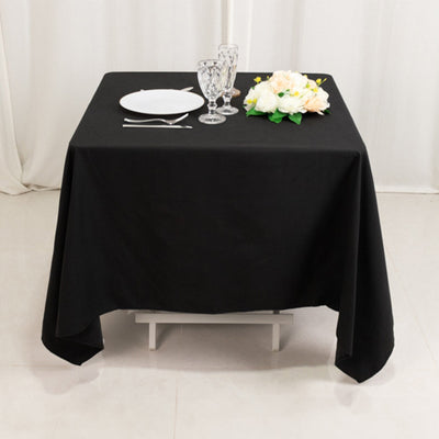 Cotton Blend 70’’x70’’ Square Tablecloth Black - Wrinkle-Resistant Fabric Table Cover - Tablecloths