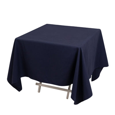 Cotton Blend 70’’x70’’ Square Tablecloth Navy Blue - Wrinkle-Resistant Fabric Table Cover - Tablecloths