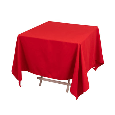 Cotton Blend 70’’x70’’ Square Tablecloth Red - Wrinkle-Resistant Fabric Table Cover - Tablecloths