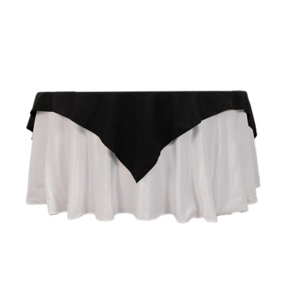 Cotton Blend 70’’x70’’ Table Overlay Square Tablecloth Black - Wrinkle-Resistant Fabric Table Topper - Overlays
