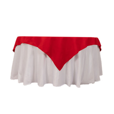 Cotton Blend 70’’x70’’ Table Overlay Square Tablecloth Red - Wrinkle-Resistant Fabric Table Topper - Overlays